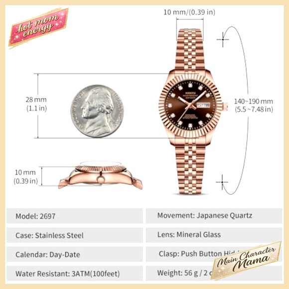 Stainless Steel Dress Watch with Day Date Luminous Waterproof Quartz Movement main image 6